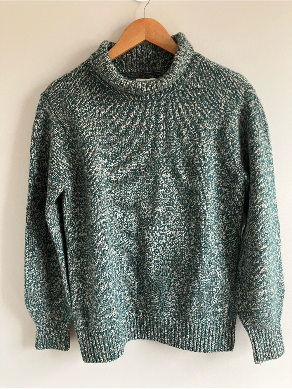 L.L. Bean Signature Marled green Ragg wool Turtleneck Sweater size M NWT